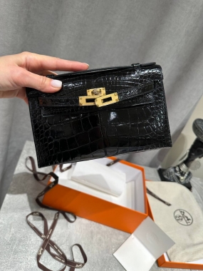 Сумка женская Kelly Pochette Crocodile Alligator Lisse